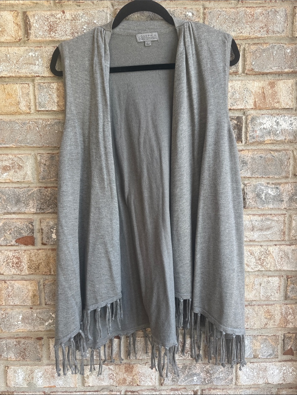 Joseph A Gray Open-Front Fringe Knit Vest